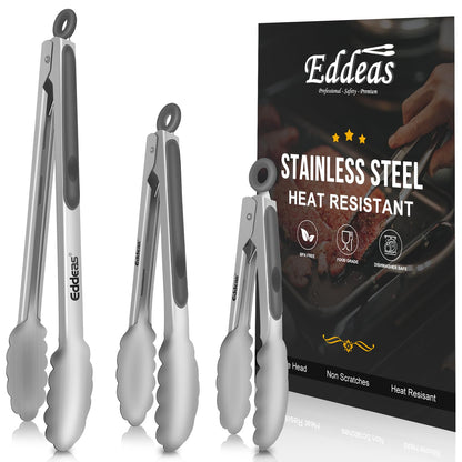 2 PCS 12 Inch Tongs for Cooking Heavy Duty All Metal Kitchen Tongs