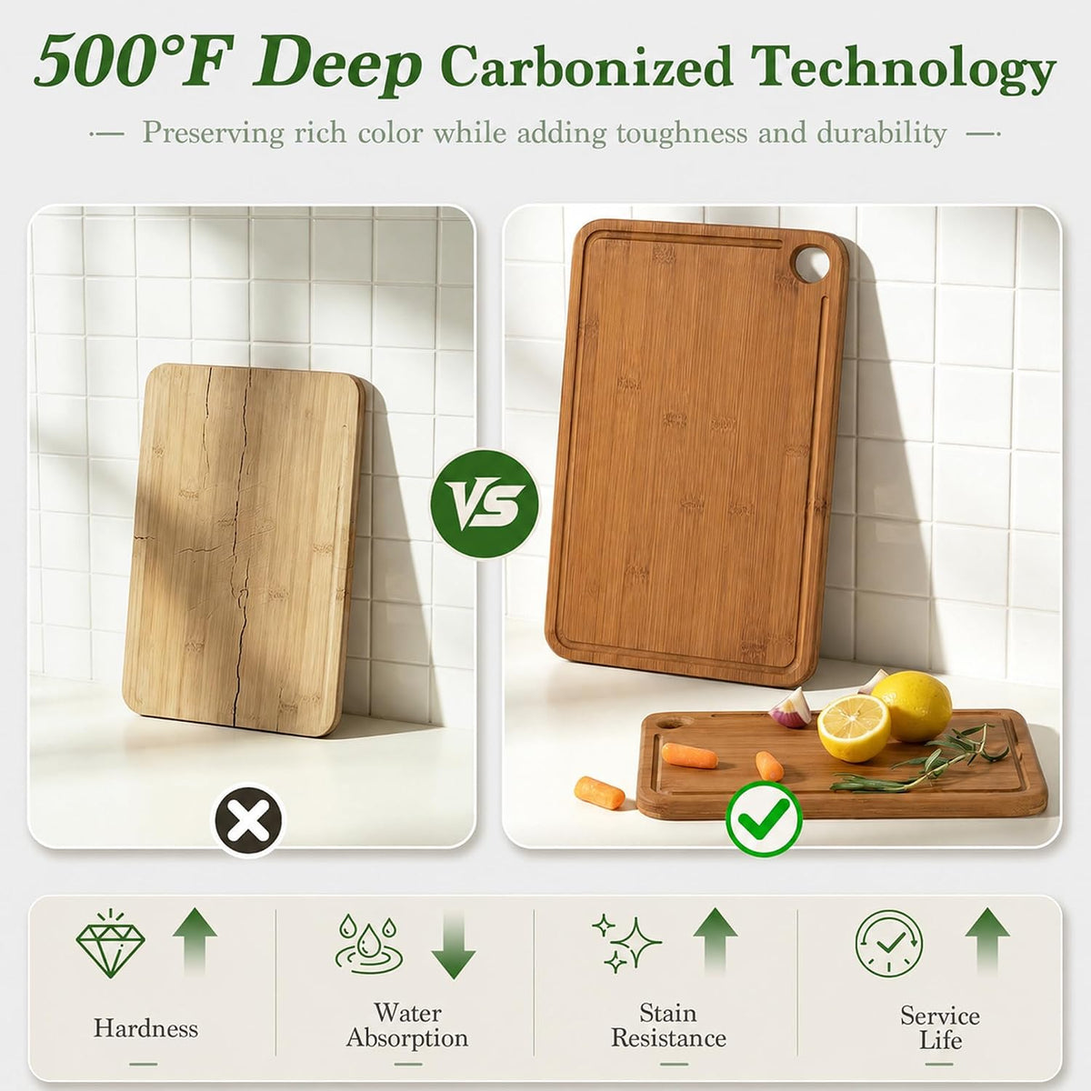 Bamboo Cutting Board 3-Piece Wooden Chopping Mats for kitchen