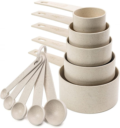 Beille Cream Wheat Straw 10PC Measuring Cups Spoons Set