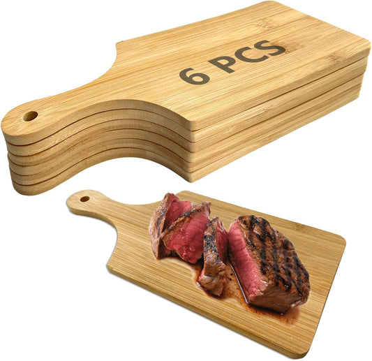 11x5 In Mini Charcuterie Boards,6 Pcs Small Wood Cutting Board Bulk Cutting Board for Crafts with Handle,Laser Engraving Cutting Boards Blank,Unfinished Wood Cutting Boards,Mini Cheese Board as Gift