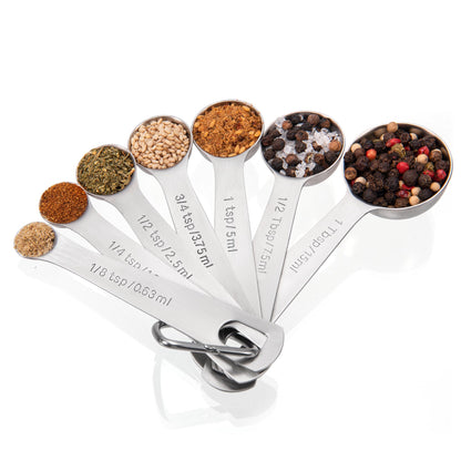 Doosu 18/8 Stainless Steel Measuring Spoons with Engraved Metric (Set of 5)