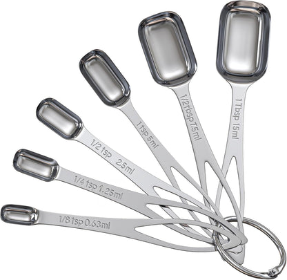 6pcs Narrow Measuring Spoons Set, Stainless Steel Spoons for Spice Jars