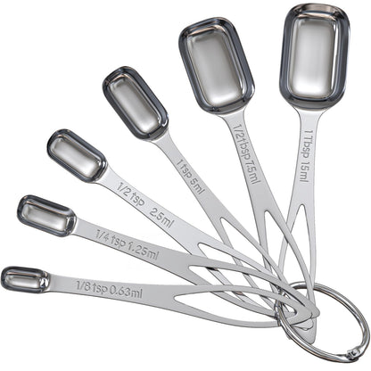 6pcs Narrow Measuring Spoons Set, Stainless Steel Spoons for Spice Jars