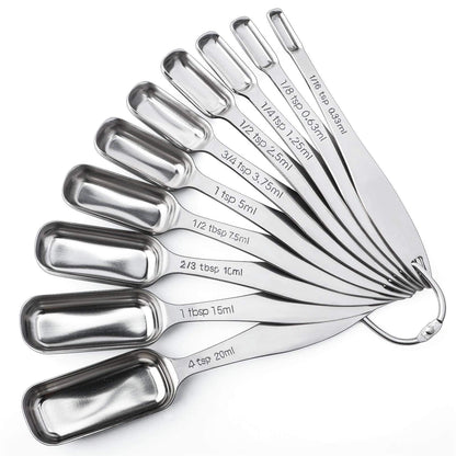 FANGSUN Stainless Steel Measuring Spoons Set of 6, Narrow Design