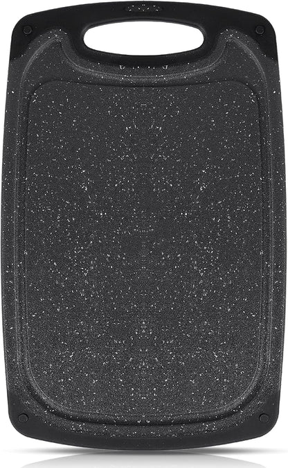 Cutting Boards,12.5"×7.7" Plastic Chopping Board Made From Natural Food Grade Material,BPA Free&Eco,Non Slip&Juice Groove,Dishwasher Safe,Double-Sided Usable,Dark Grey