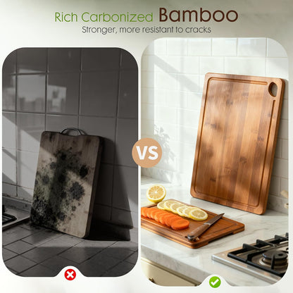 Astercook Deep-Carbonized Bamboo Cutting Boards for Kitchen