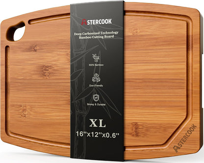Astercook Large Bamboo Cutting Board for Kitchen