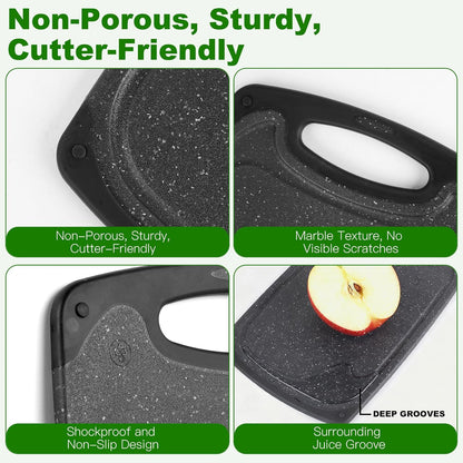 Cutting Boards,12.5"×7.7" Plastic Chopping Board Made From Natural Food Grade Material,BPA Free&Eco,Non Slip&Juice Groove,Dishwasher Safe,Double-Sided Usable,Dark Grey