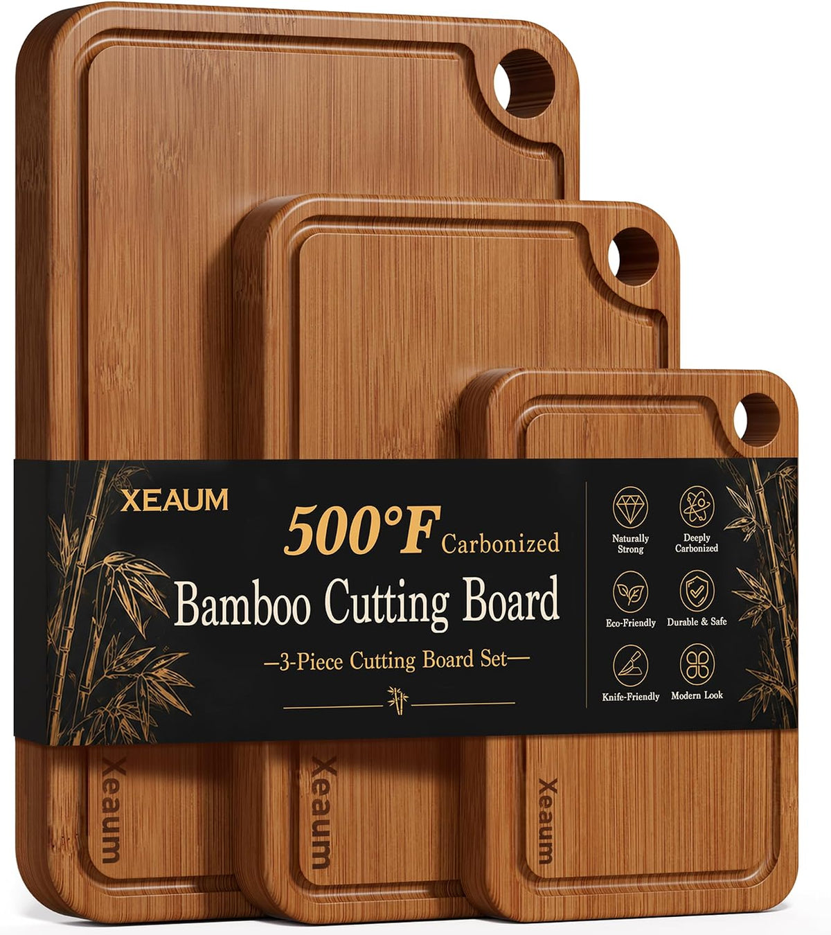 Bamboo Cutting Board 3-Piece Wooden Chopping Mats for kitchen