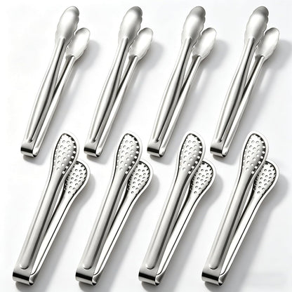 6-Inch Stainless Steel Mini Tongs, 8-Pack for Serving Food