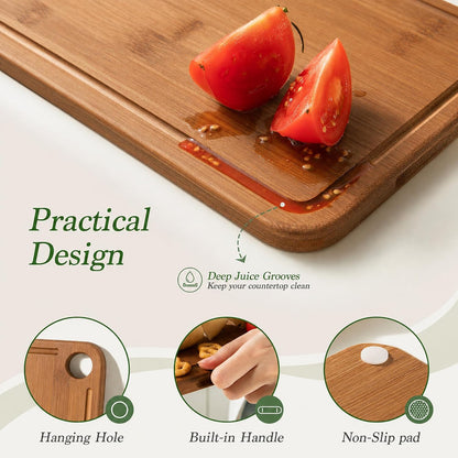 Bamboo Cutting Board 3-Piece Wooden Chopping Mats for kitchen