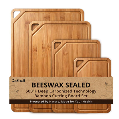 GASHELL Bamboo Cutting Board Set with Beeswax Coating for Kitchen(S+M+L)