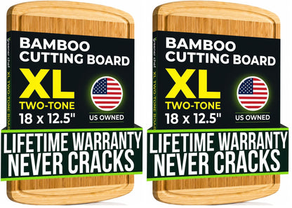 GREENER CHEF 12 Inch Small Bamboo Cutting Board with Lifetime Replacements - Small Wooden Chopping Board for Kitchen, Meat, Vegetables, Cheese, Bread, Charcuterie, and Everyday Food Prep