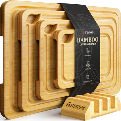 Astercook Deep-Carbonized Bamboo Cutting Boards for Kitchen